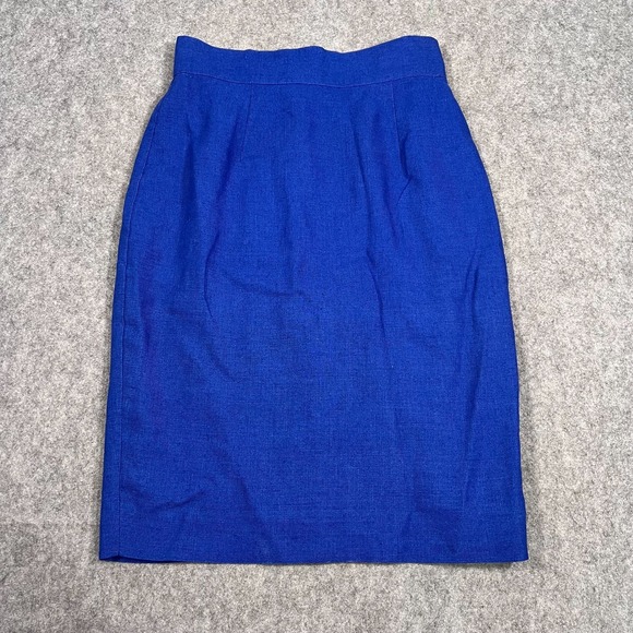 Gemma Kahng Dresses & Skirts - Gemma Kahng Vintage Blue Linen Knee Length Straight Pencil Skirt Women's Size 10